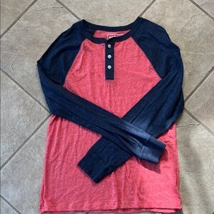 Urban Pipeline Red and Navy Long Sleeve Henley